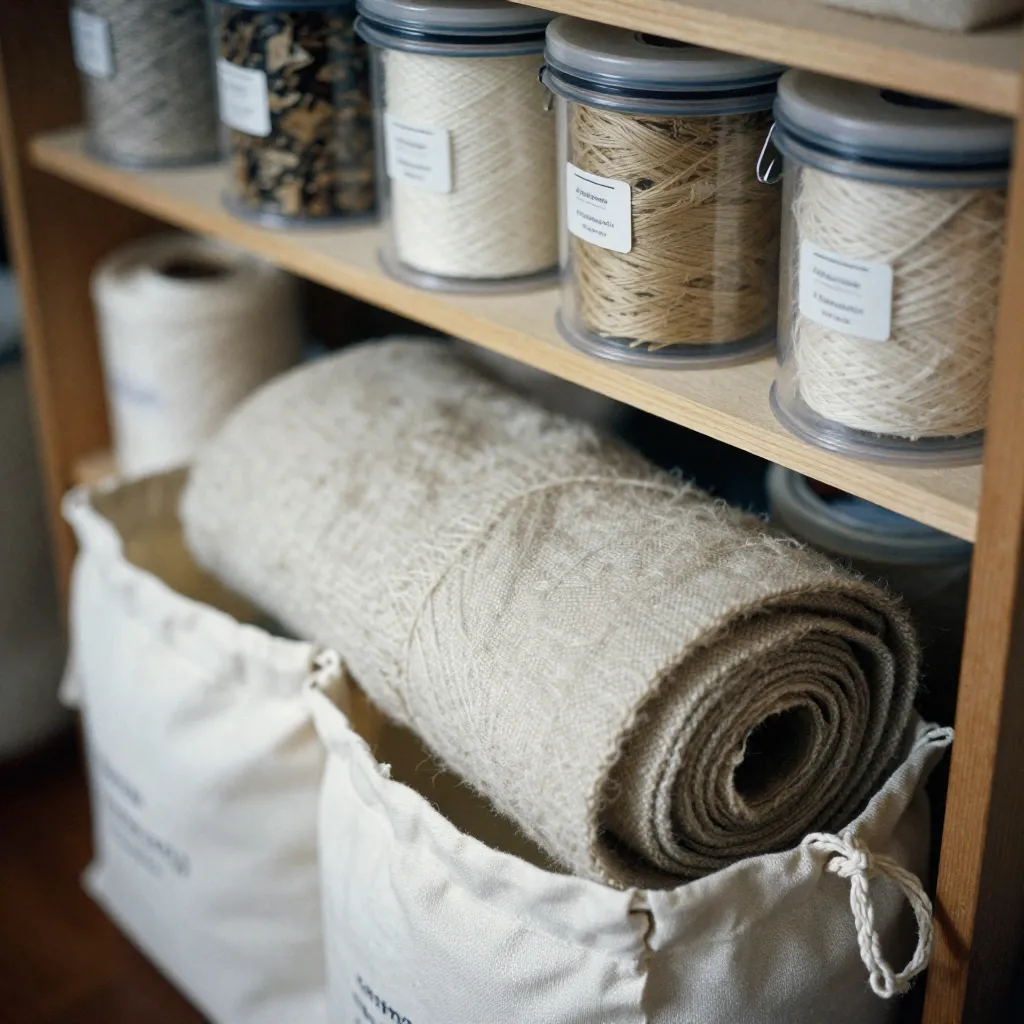 Natural wool storage with cedar and linen materials